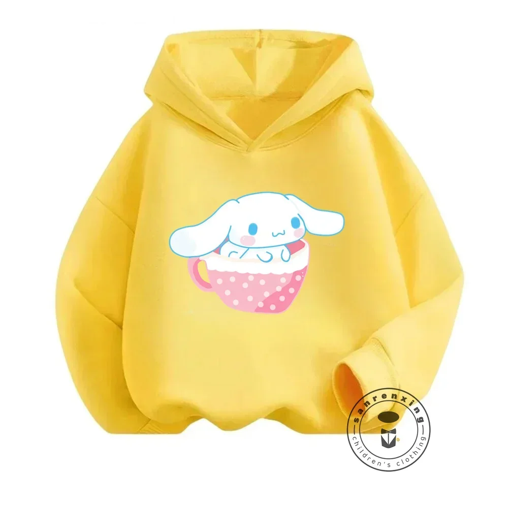 Kawaii Cinnamoroll Sweatshirts for Children Offering Soft Long Sleeves Vibrant Anime Graphics Sanrio Tops for Autumn Winter Fun