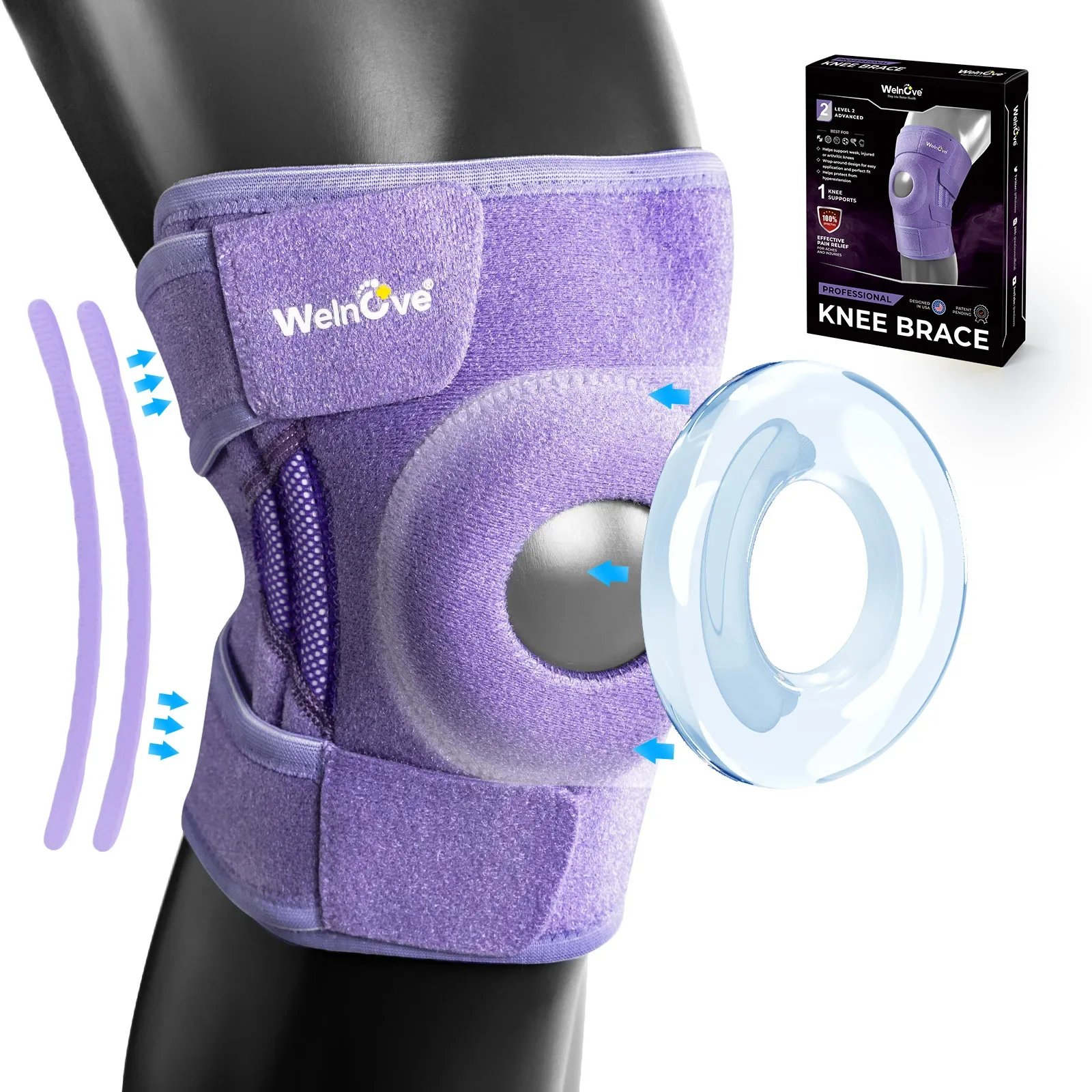 

Adjustable 1PCS NEW Knee Brace with Side Stabilizers & Patella Gel Pads,Knee Support for Cycling,Running,Climbing Running