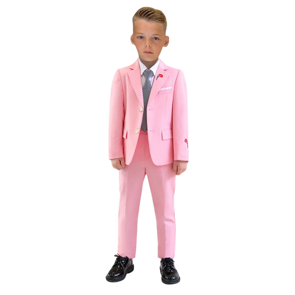 Cute Pink Child Suit Set Wedding Ring Bearer Outfit Fast Delivery Boys Suits 3 Pieces Blazer Pants Tie For Piano Performance