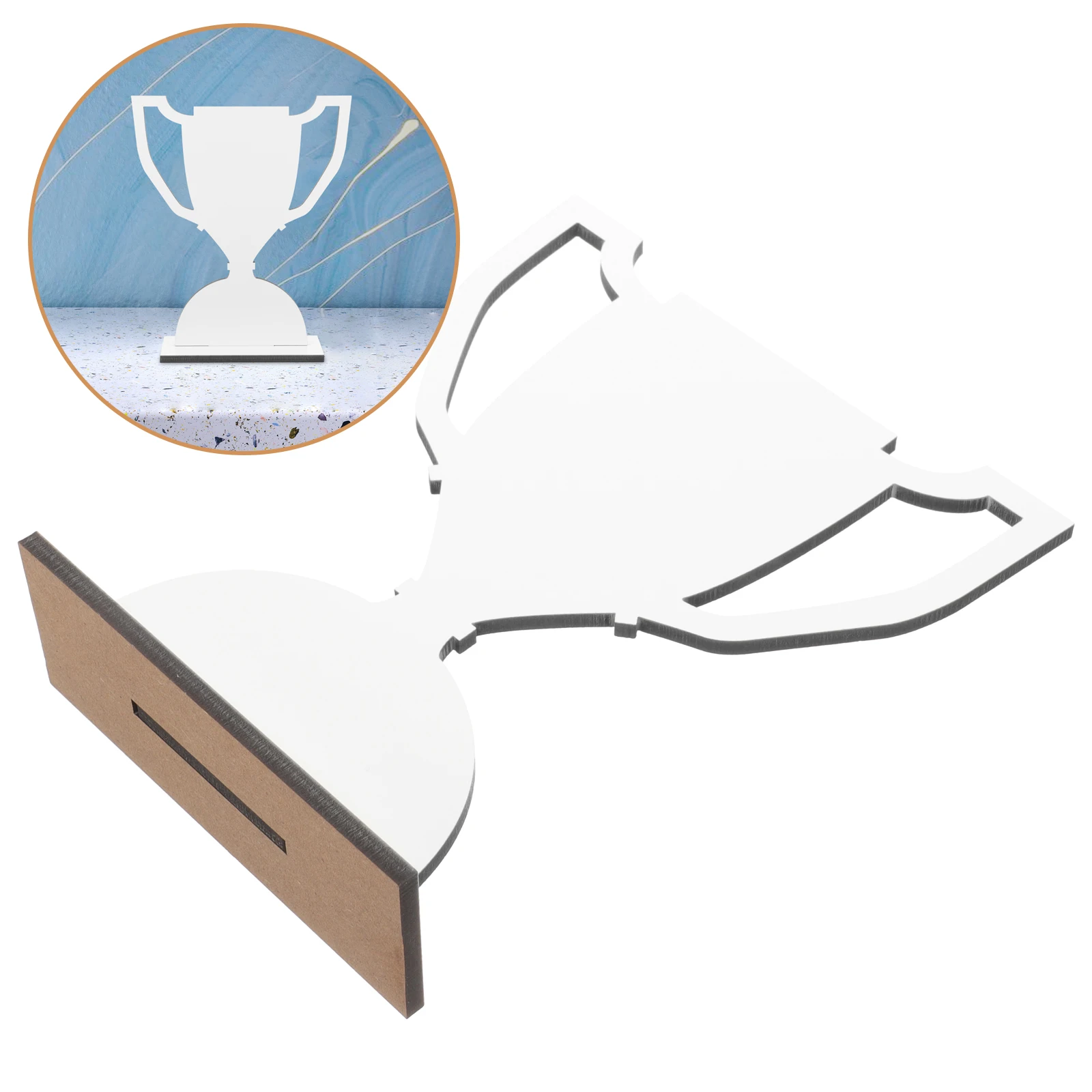 

Heat Transfer Sports Trophy Blank Sublimation Diy Table Centerpiece Room Decoration Printable Standing Sign Creative Gift