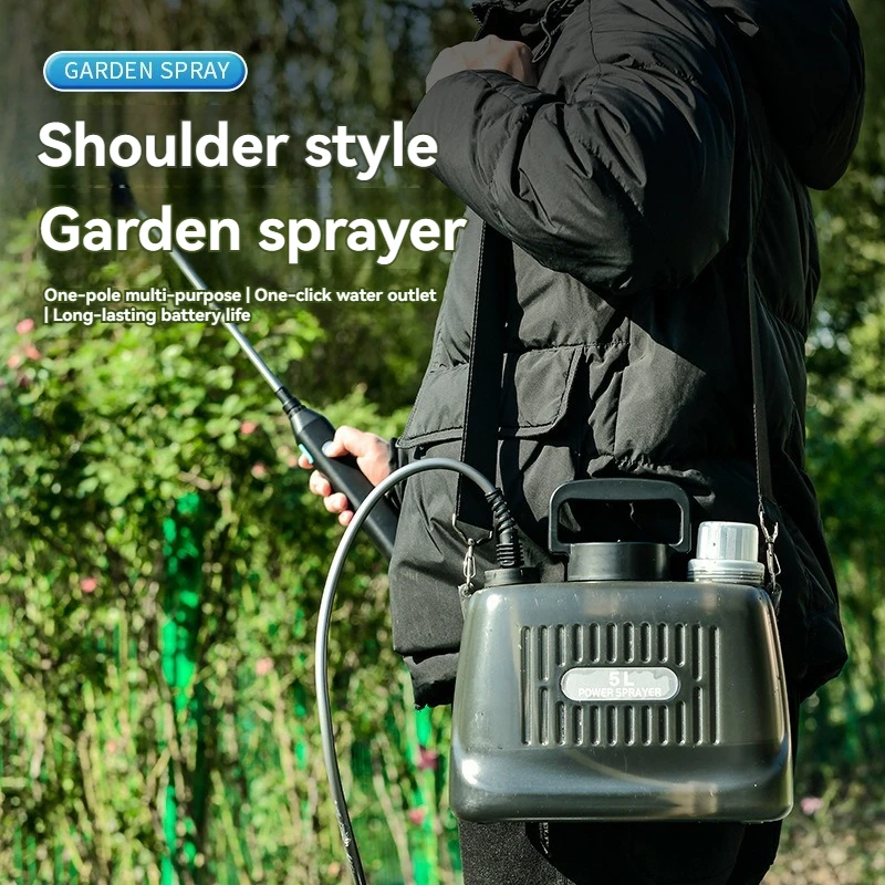 5L Electric Sprayer USB Rechargeable Handheld Sprayer Bottle Telescopic Handle with Shoulder Strap Garden Watering Tool