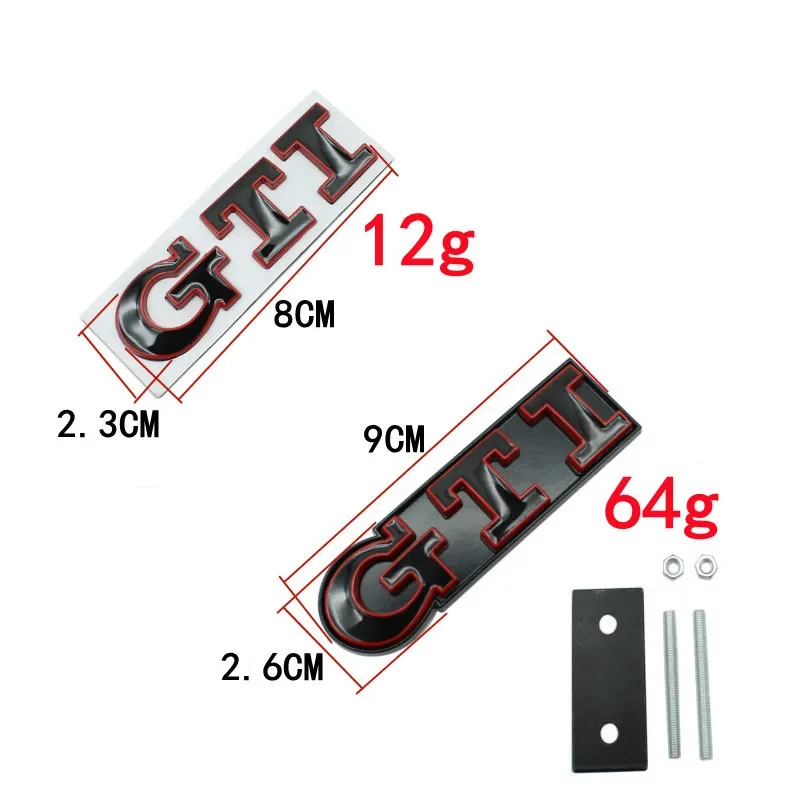 Pegatinas de insignia con emblema de parrilla delantera con logotipo GTI de coche de Metal para Volkswagen Golf 4 5 6 7 8 Passat Jetta Polo Touareg