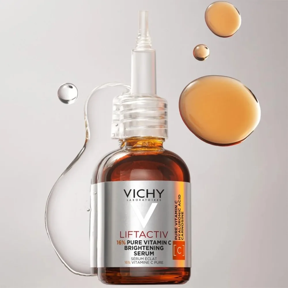 

Сыворотка Vichy Liftactiv Brightening с 16% чистым витамином С: осветляет тон кожи, разглаживает мелкие морщины, уменьшает темные пятна, отбеливает, увлажняет.