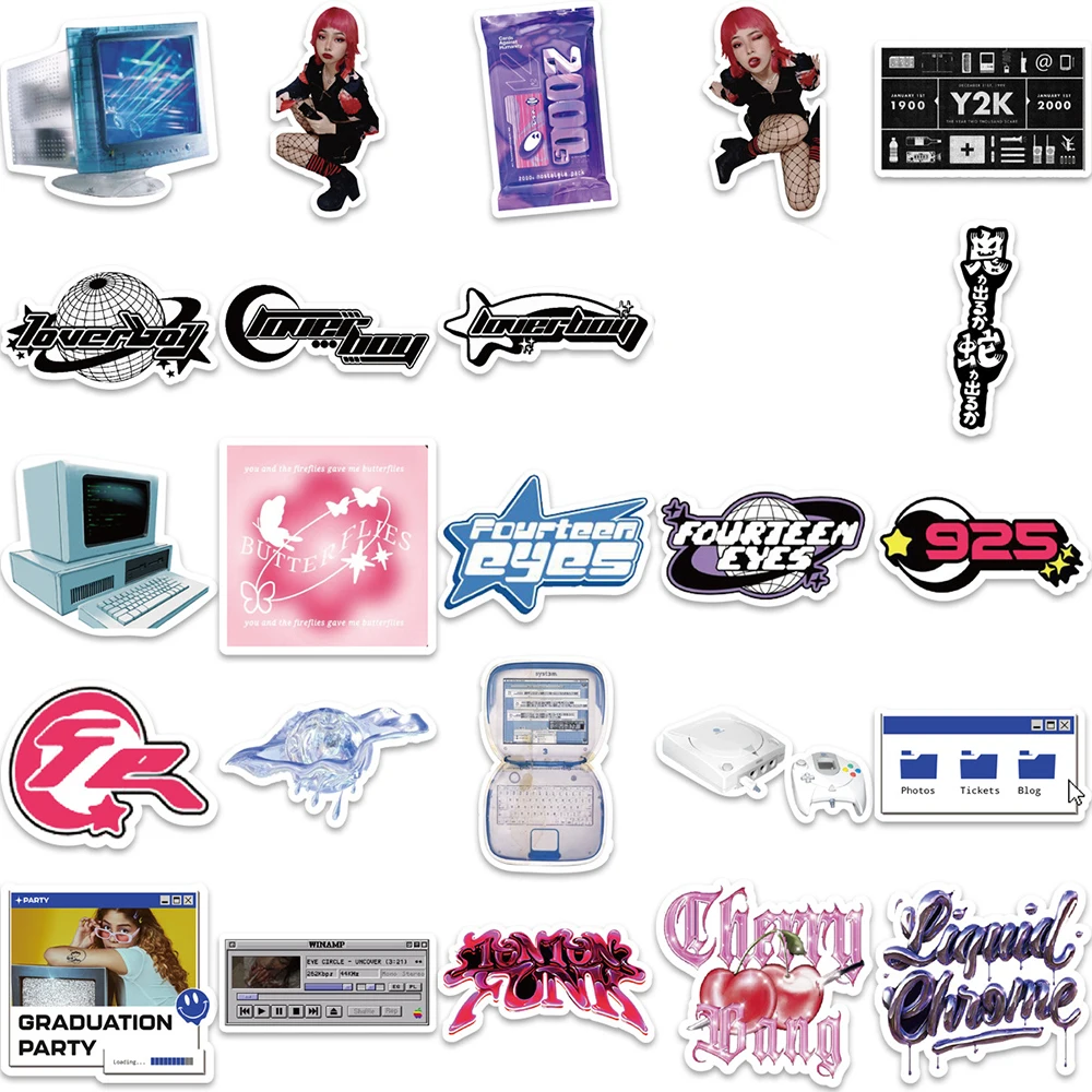 10/30/53pcs Cool Harajuku Acid Graphic Y2K Stickers Aesthetic Graffiti DIY Skateboard Phone Notebook Bike Cartoon Decals Kid Toy