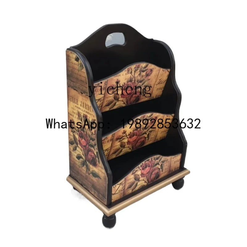 book and newspaper rack Simple newspaper floor wooden magazine rack Exhibition hall Storage information Newspaper rack