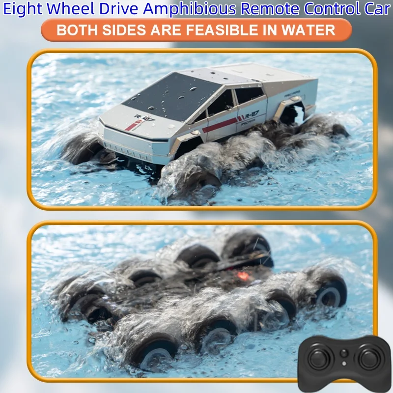 NEW Eight Wheel Drive Water Amphibious Remote Control  Car RC Pickup Truck 1:18 60 Rotation Off Road RC Cars Fully Waterproof