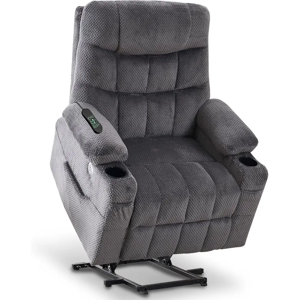 

Dual Motor Recliner Chair for Elderly with Adjustable Backrest and Footrest, Oversized, Extended Footrest, USB & Type-C Ports, B