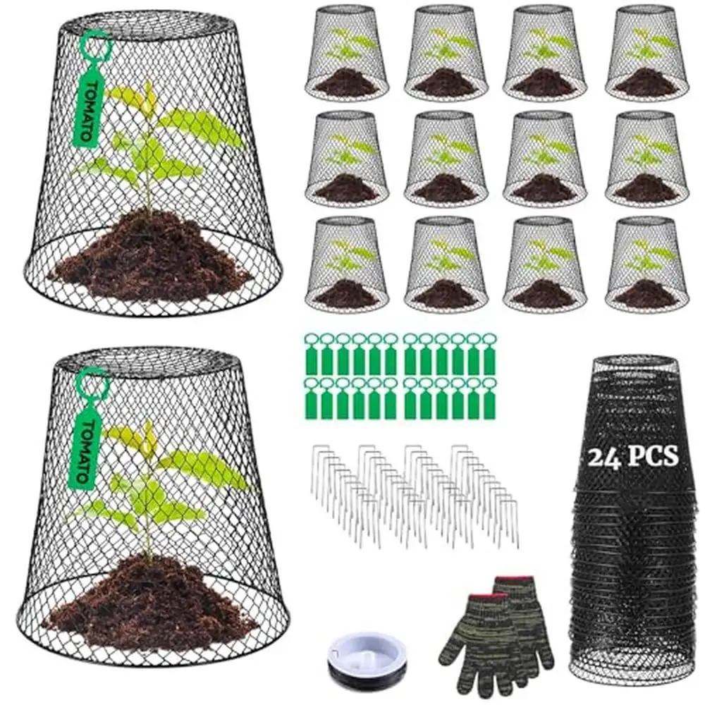 

Chicken Wire Plant Covers Set Garden Cloches & Protectors Kit 24 Pieces Wire Cloche Metal Stakes & Labels DIY Project Friendly