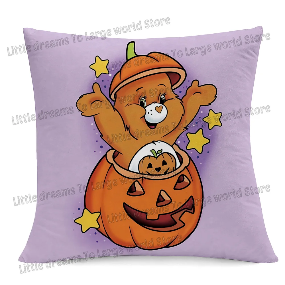 Caring Bears Halloween Pillowcases Cartoon Anime Orange Pillow Covering Cute Pillowslip Cases Bedroom Room Home Decoration Gift