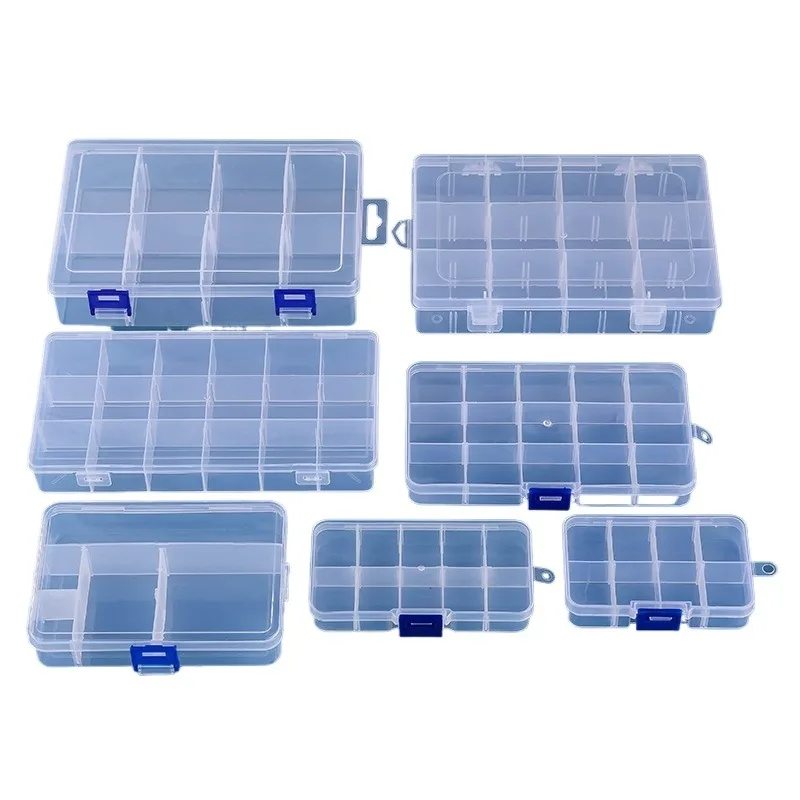 Transparent Plastic Box Screw Compartment Box Jewelry Earring Display Case Container Clear Terminal Organizer Tool Storage Boxes