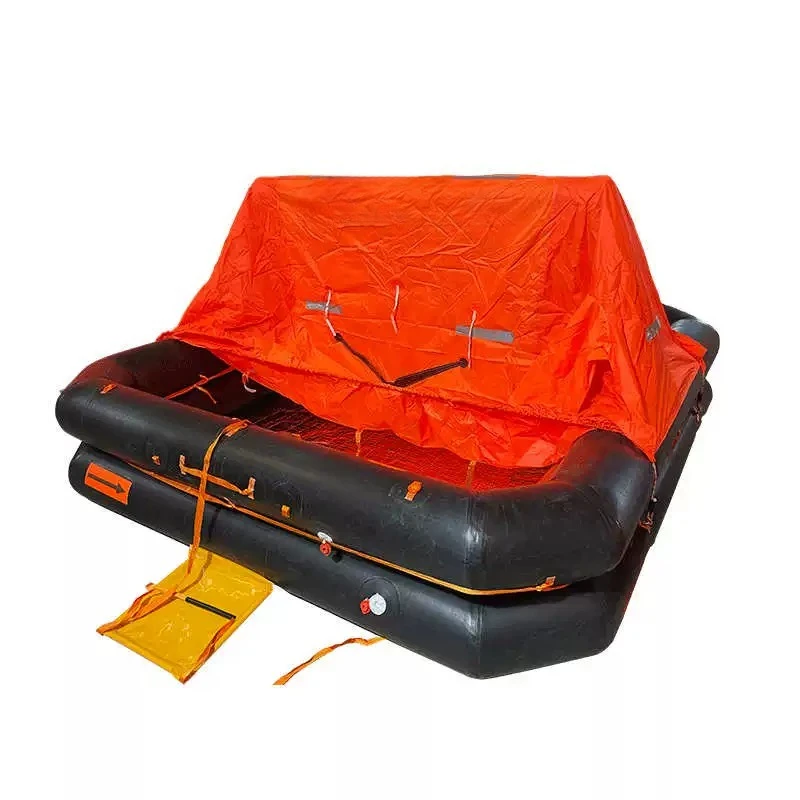 Self-inflating self-righting life raft, first aid release raft for ships, throwing life raft