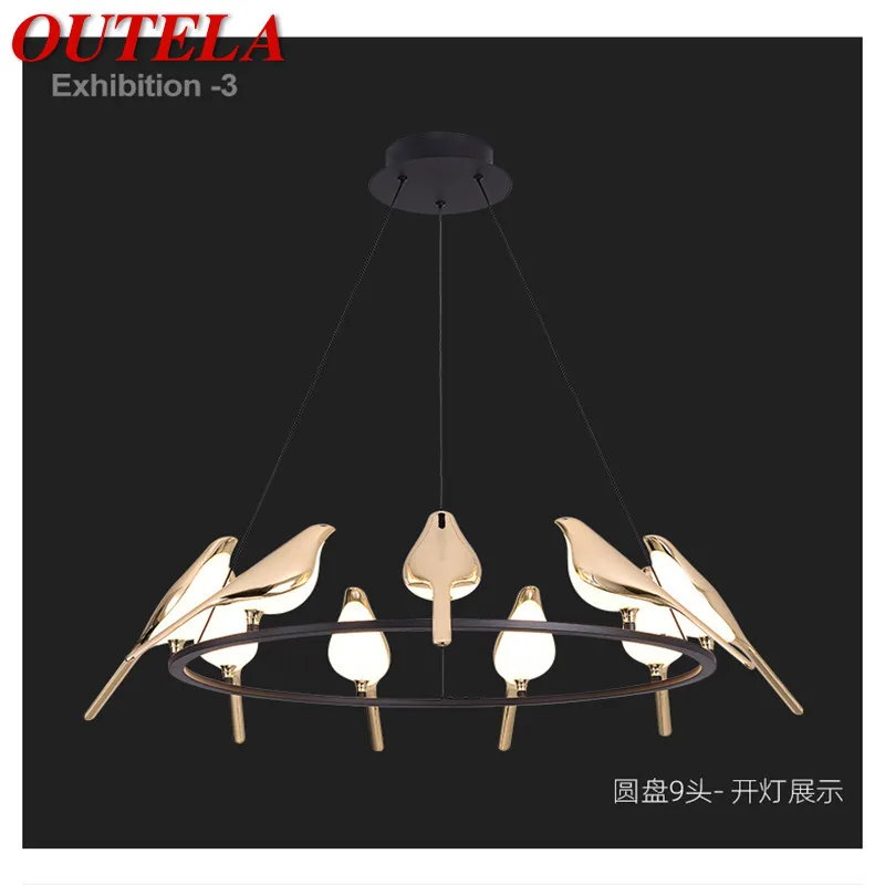 

OUTELA Nordic Pendant Lamp Modern Vintage Round LED Bird Light Creative Design Decoration For Living Dining Room Bedroom