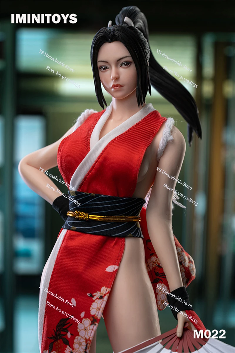 Iminitoys M022 1/6 Schoonheid Meisje Mai Shiranui Beweegbare Oog Head Sculpt Rode Jurk Fan Model Set Accessoire Voor 12 "vrouwelijke Figuur Lichaam