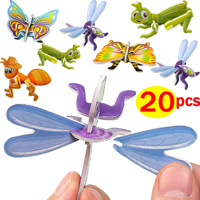 10/20pcs Creative Insects Three-dimensional Puzzles Kids Children's Ant Butterfly Early Educational Toys Puzzle Card Games Gifts