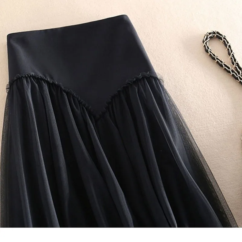 Spring Summer New Ladies' High Fashion Design Feels Relaxed Versatile Long Skirt With High Waist Elegant Solid Color Temperament