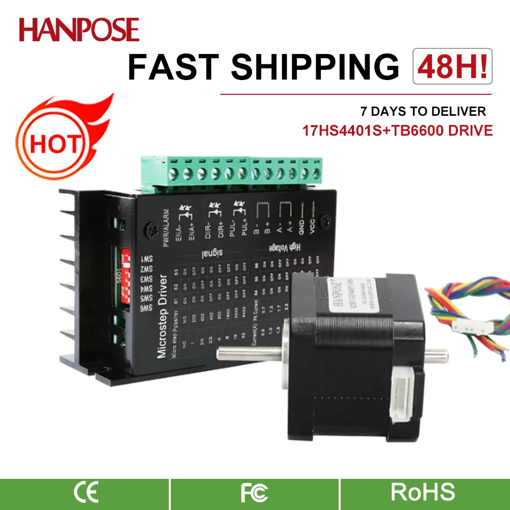 

4-lead Double axis Stepper Motor 1.7A 40N.CM 42 motor Nema17 17HS4401S-SZ motor with TB6600 driver for CNC 3D printer accessorie