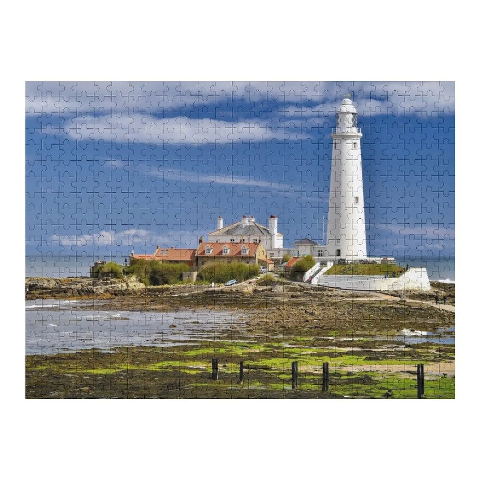 

St. Mary's Lighthouse, Whitley Bay, Tyne and Wear Jigsaw Puzzle Customized Kids Gift Custom Name Wood Puzzle