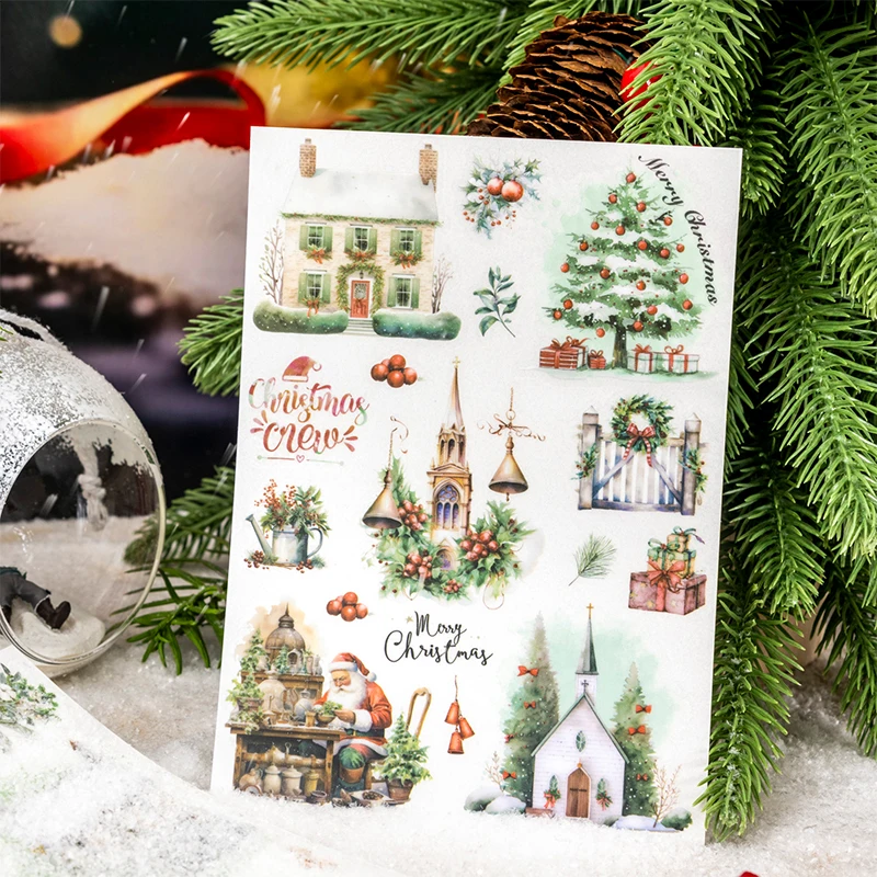 2 pcs Christmas Themed Decorative Label Stickers For Scrapbooking Sticker Journal Kit Planners Diary School Stationery supplies