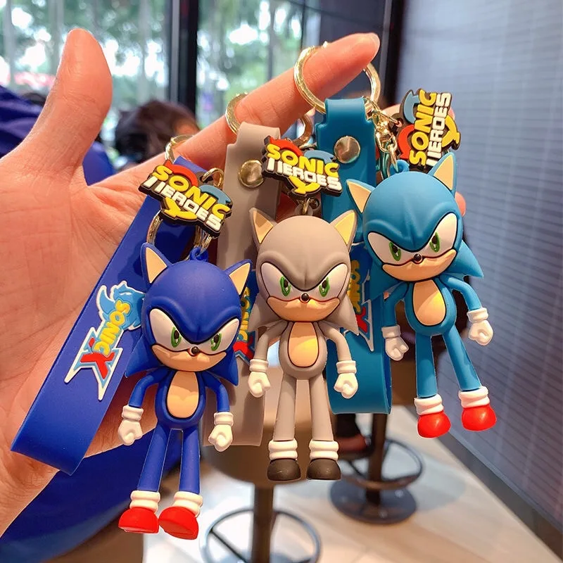 Sonic Anime PVC Keychain Doll Pendants Collection Action Figure Toys Cartoon Bag Accessries Cute Car Keyrings Kids Birthday Gift