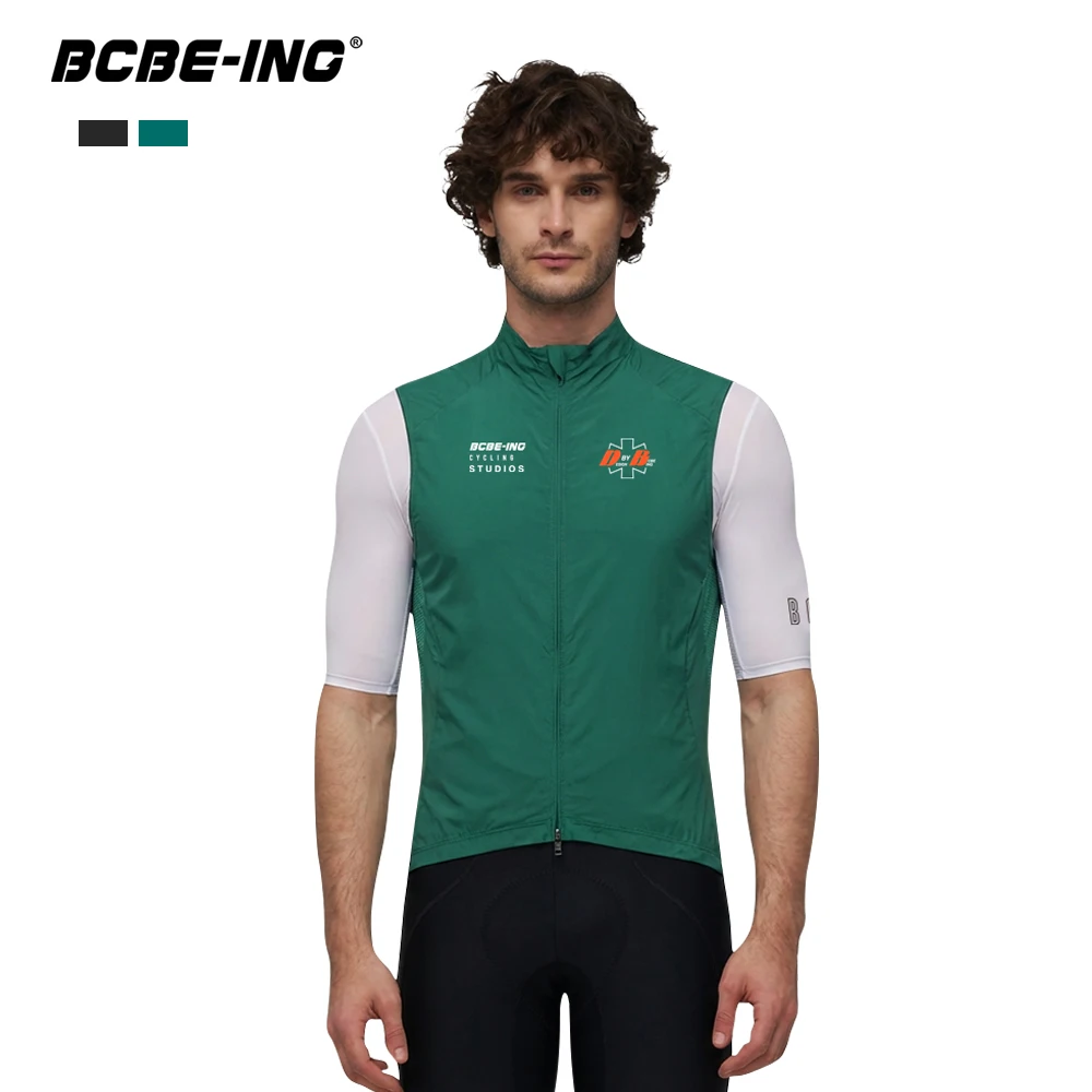 

BCBE-ING Cycling Vest For Men Women All Season Lightweight Windproof Breathable Cycling Gilet Slim fit Short Design Two-Way Zip