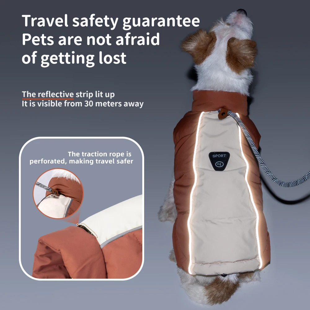 Warm Windproof Winter Dog down Jacket with Traction Hole Reflective Pet Coat for Small Dogs Yorkshire Corgi Puppy Clothes