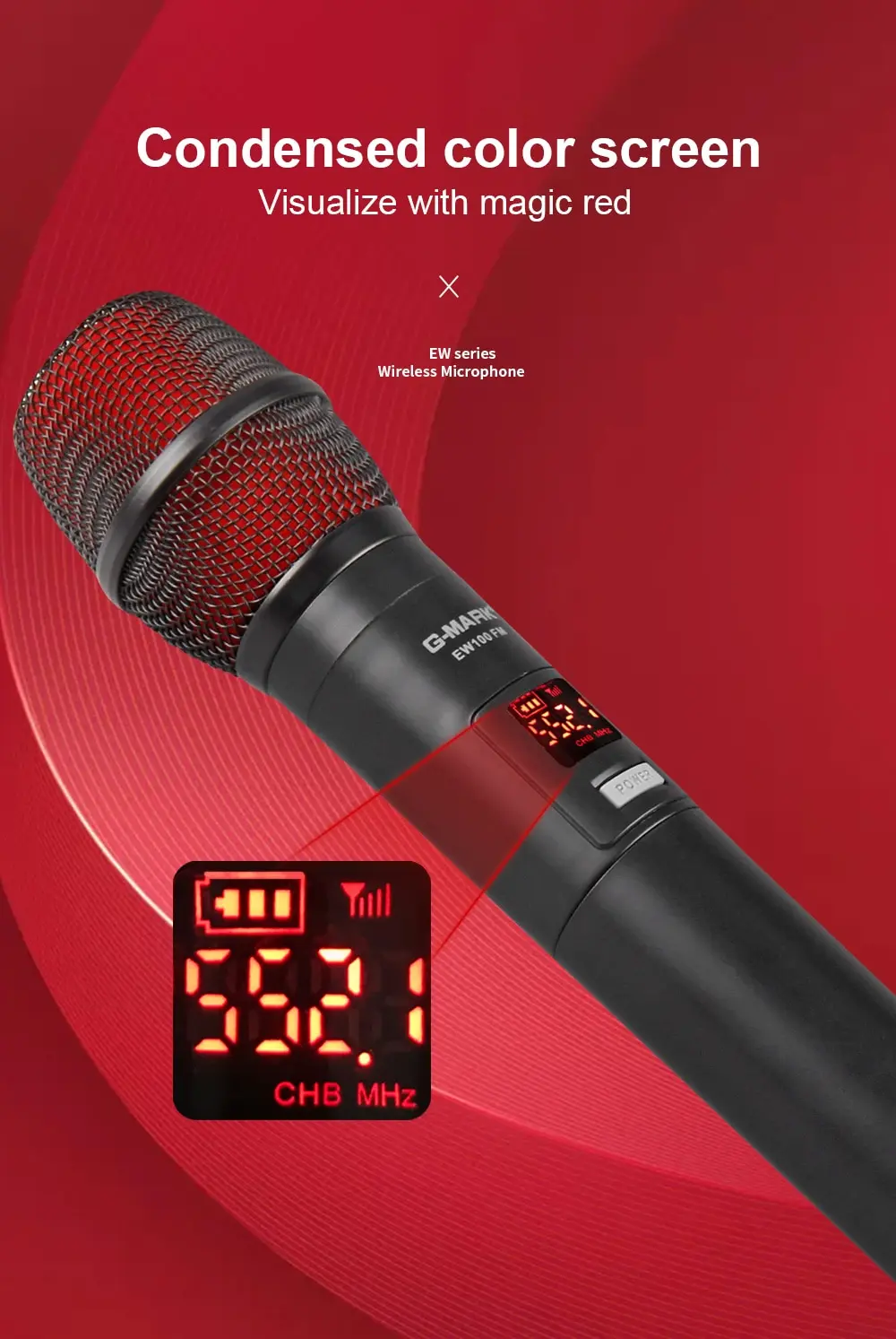 Microphone professionnel sans fil Moo100, UHF, karaoké, déterminer le micro mort, réglable, 50m, fête, spectacle, scène, mariage