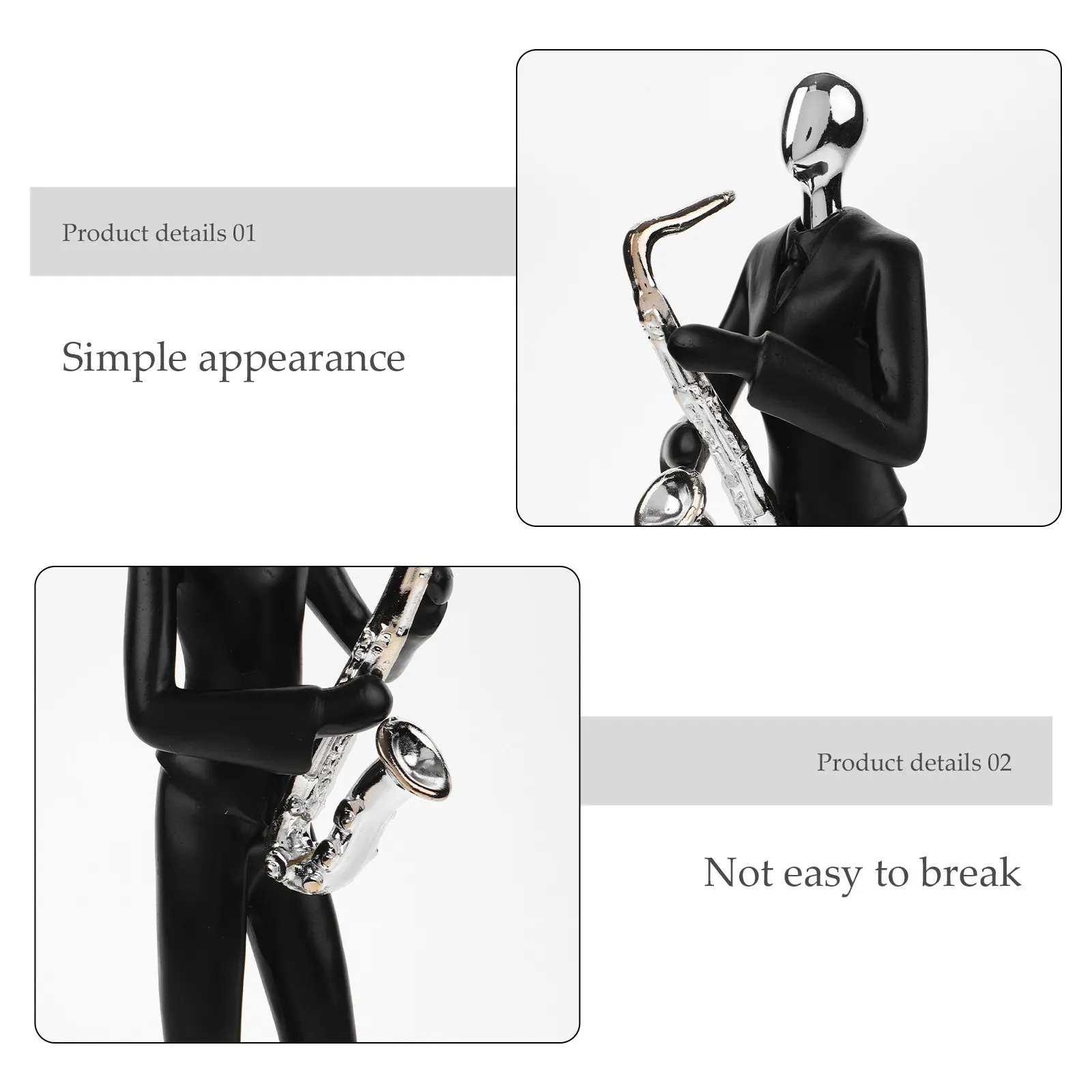 Abstract Resin Musician Statue Saxophone Player Desktop Ornament Living Room Office Car Dashboard Decor Minimalist Home Decor