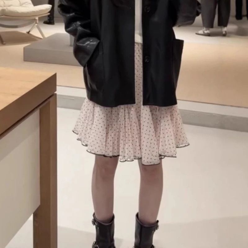 

2026 Spring New Hot Selling Sweet Irregular Ruffle A-line Wave Dot Half Skirt for Women
