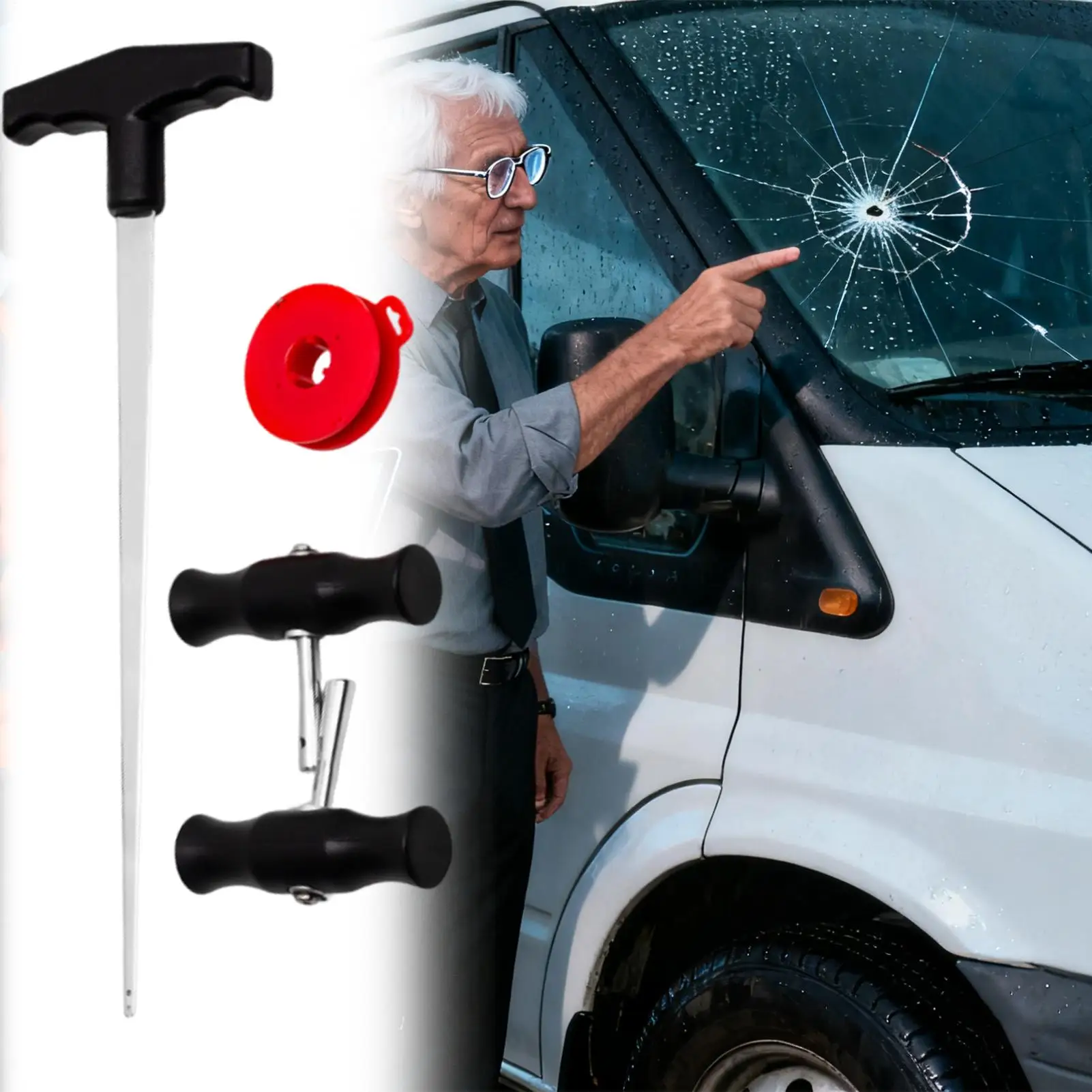 

Windshield Cutting Tool T-shaped Steel Vintage Auto Repair Tackle Glass Removal Tool For Cutting Fixing Glazing De-icing Window