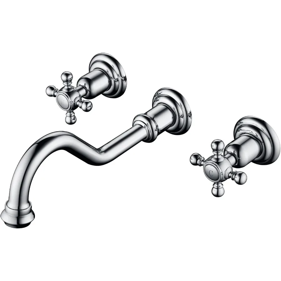 

Настенное крепление, винтажный смеситель для раковины в ванной комнате, 3 отверстия, крестообразные ручки, латунный смеситель для унитаза, хромированная отделка в комплекте, грубый