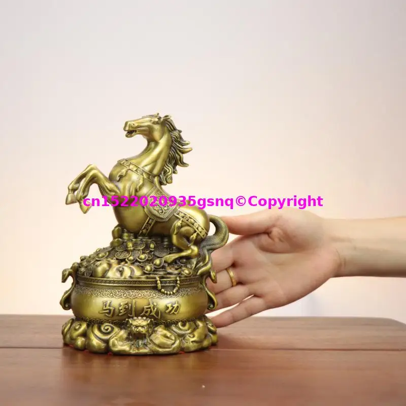 2026 HOME family attract wealth Drive away bad luck talisman handmade Wealth Gathering Treasure Pot Horse copper sculpture
