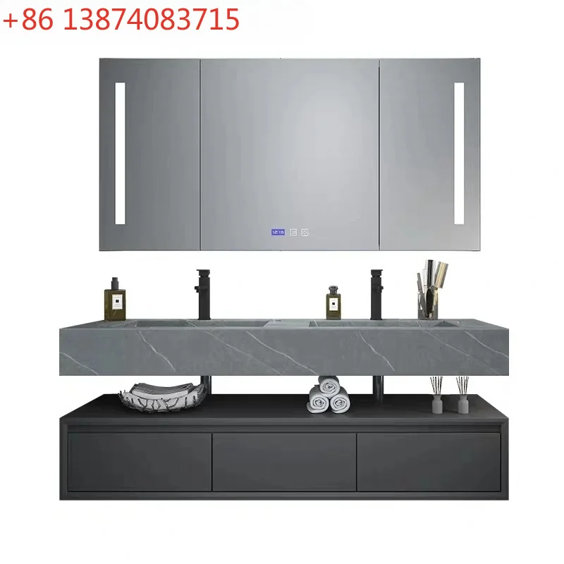 *Light luxury rock slab integrated basin bathroom cabinet combination simple hand wash washbasin cabinet toilet washstand