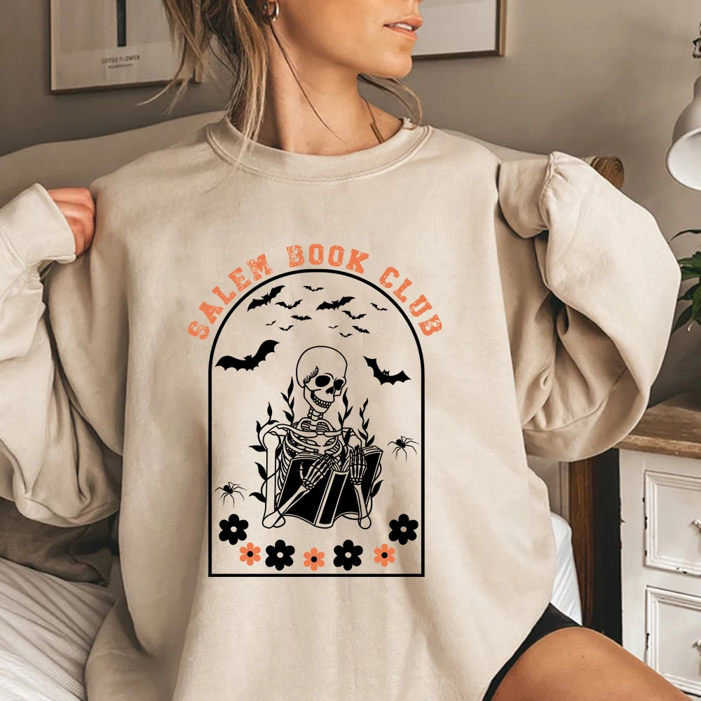 Salem Book Club Sweatshirt Retro Book Club Shirt Spooky Librarian Hoodie Halloween Book Lover Top Unisex Trendy Sweatshirts