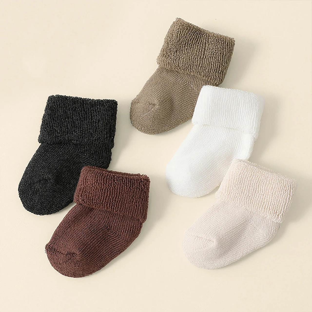 Thick Velvet Loop Middle Tube Socks For Baby Plush Sock Winter Warm Children Middle Tube Socks 0-1Year Newborn Thermal Footwear