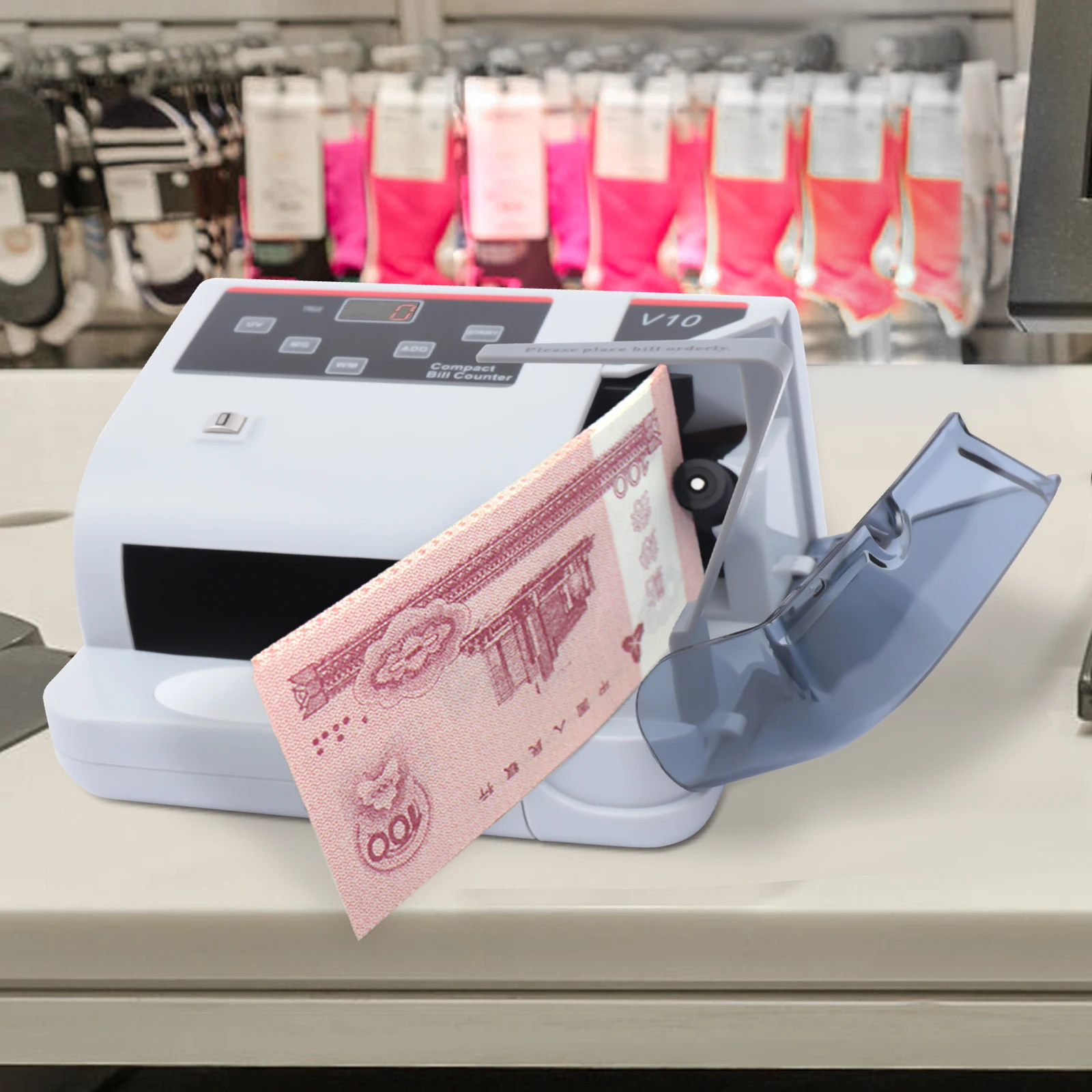 Przenośny licznik banknotów z detekcją podrób UV/MG/WM, 600 szt./min, wielowalutowy licznik banknotów z wyświetlaczem LED do sklepu