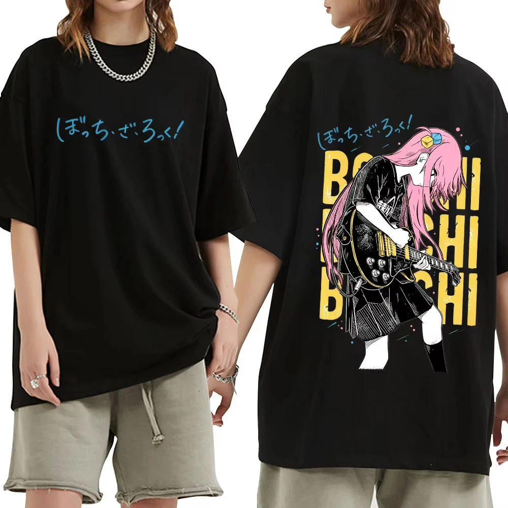 Bocchi The Rock T-shirt Summer Short Sleeve Male Tshirts Casual Fashion Oversized Unisex Streetwear Trendy Cotton Couples soft