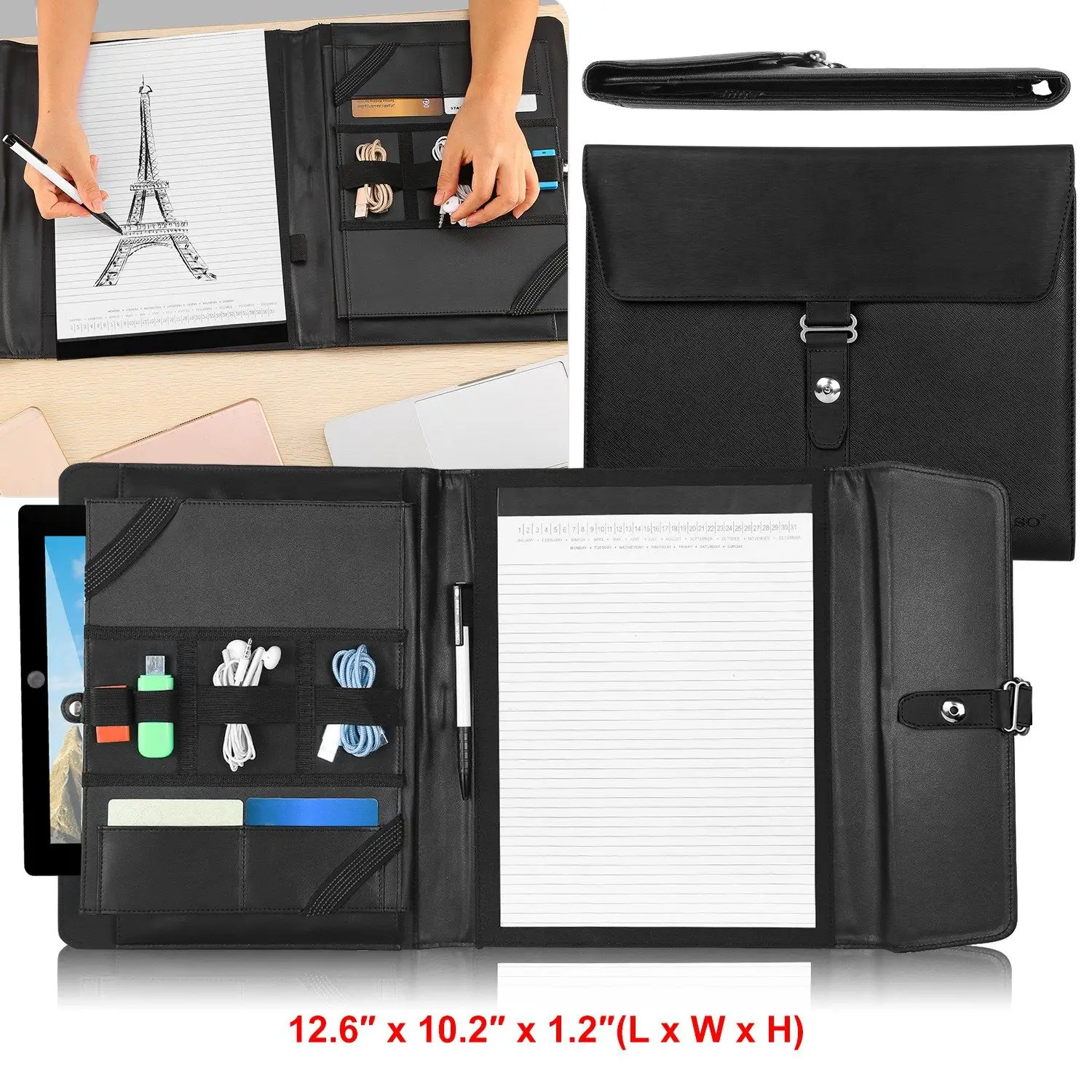 

Multi-Functional Tablet Organizer Bag, 9.7in Tablet Holder, Pen & Card Storage, Earphone Cable Holders, Document Pocket, Office