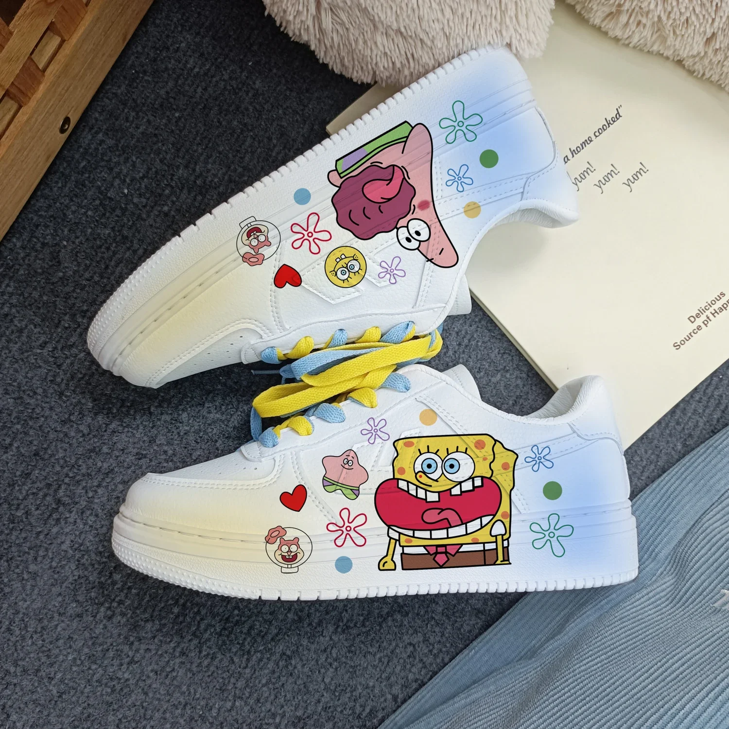 Original cartoon SpongeBob SquarePants princess cute Casual shoes soft sports shoes for girlfriend gift EU size 35-44