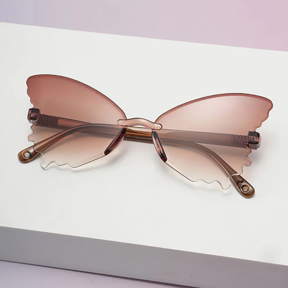 نظارات شمسية للأطفال مريحة بدون إطار على شكل فراشة نظارات شمسية Uv400 ظلال نظارات شمسية عصرية لامعة لركوب الدراجات والصيد في الهواء الطلق #6