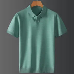 Viscose&Nylon Stretchy Luxury Polo Shirts For Men Short Sleeved Summer Quality Soft Comfortable Knitted Casual Camisas De Hombre