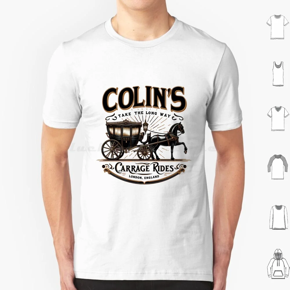 تي شيرت Colin's Style Carriage Rides-Chic London Art Polin تي شيرت 6xl قطن تي شيرت رائع من سلسلة Colin Polin Netflix الموسم 3 Vintage #1