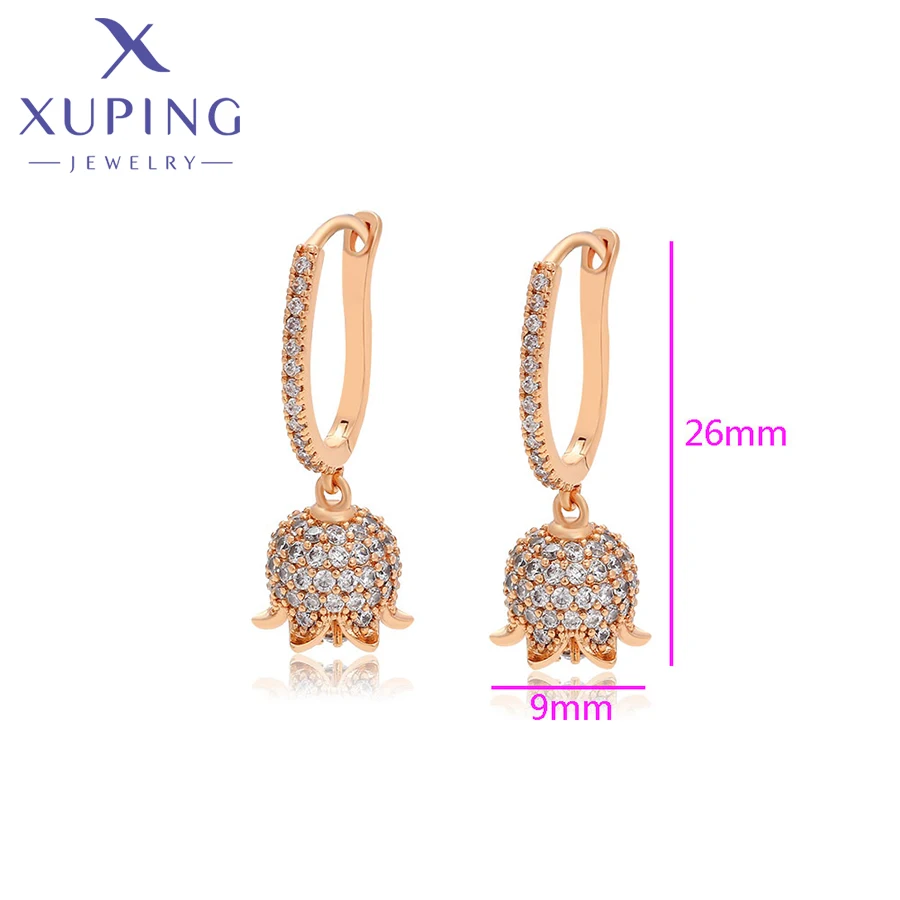 Xuping Jewelry Women Flower Shaped Fahsion Elegant Trendy Drop Earrings of Gold Color Ladies Party Gift X000769162