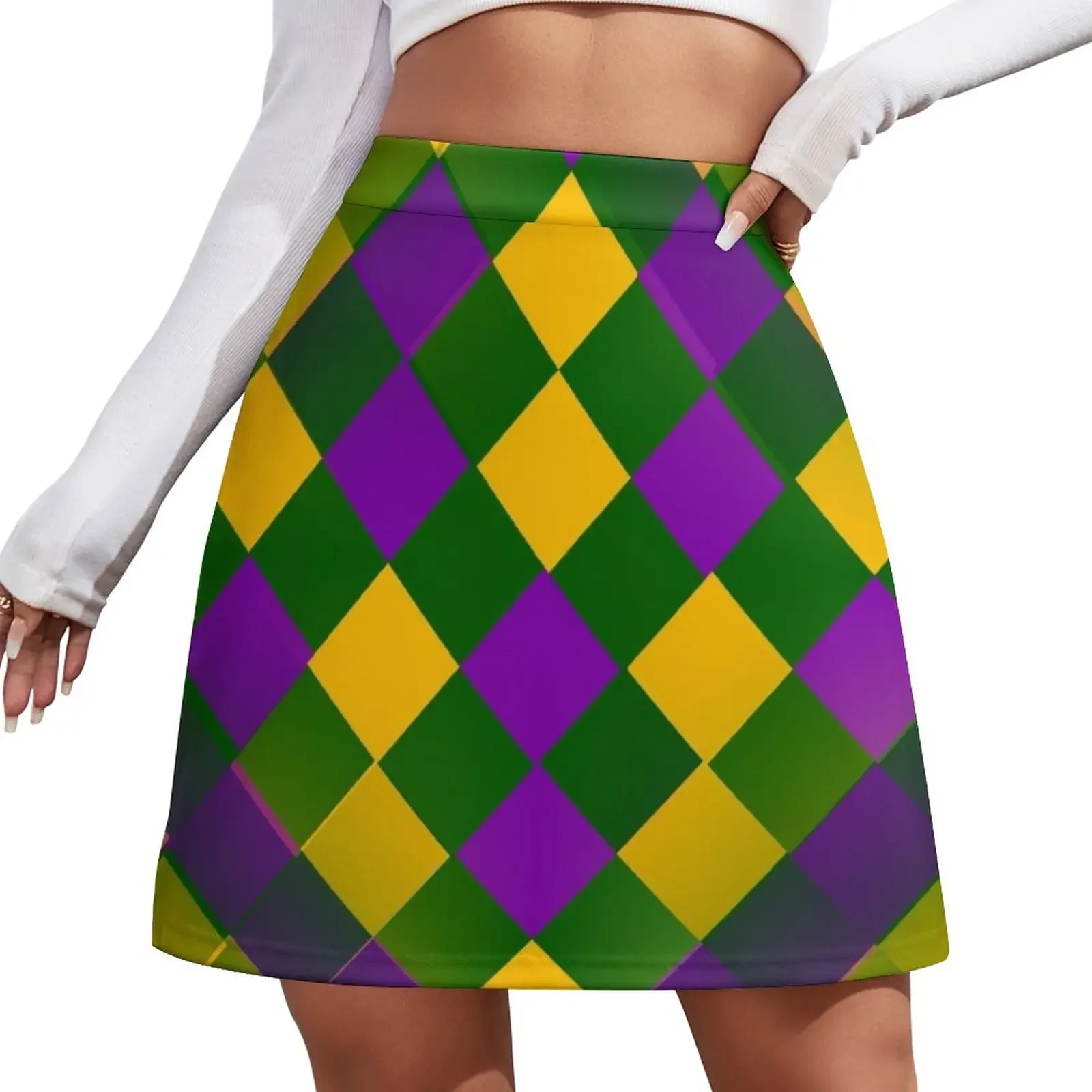 

Harlequin Mardi Gras Mini Skirt festival outfit women mini skirt