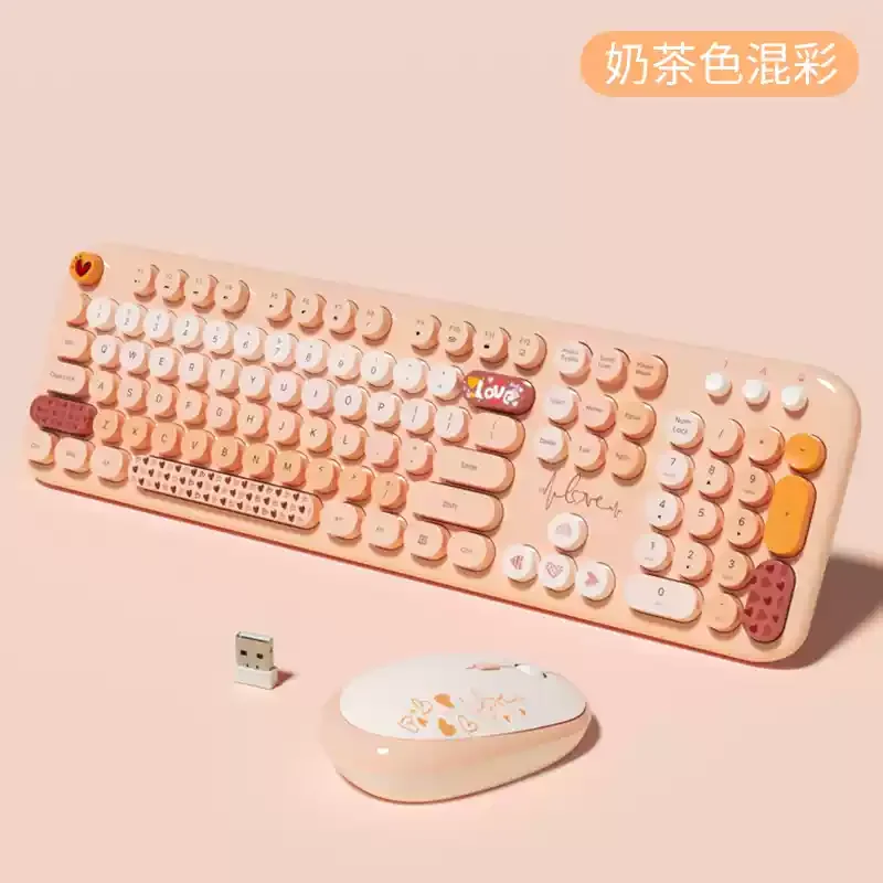 Wireless Keyboard Mouse Custom 104 Key Eye Shadow Color Desktop Laptop Tablet Office High Beauty Mechanical Keyboard Mouse Combo