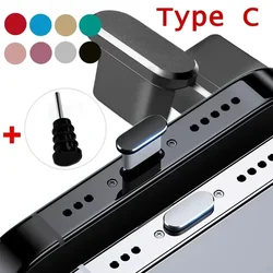 Metal Type C Dust Plug with 3.5mm Silicone Card Ejector Earphone Dustplug USB-C Charging Port Stopper Cap for Iphone 15 Xiaomi