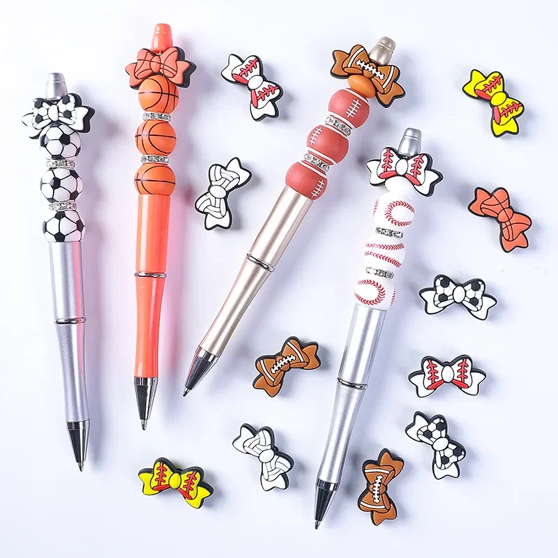 10pcs Bowknot Silicone Beads Bow tie Focus Bead For Jewelry Making DIY Make Bracelets Pen Decoratee Jewelry Accessories