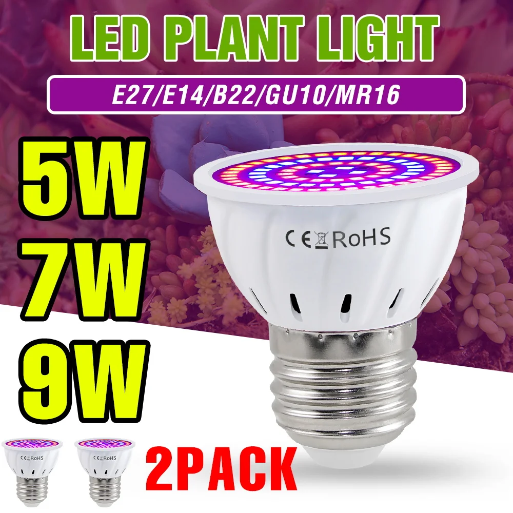 

9W Full Spectrum E27 Grow Bulb LED Indoor Hydroponic Growth Box E14 Succulent Seedings 220V Greenhouse Tent Cultivation Lighting
