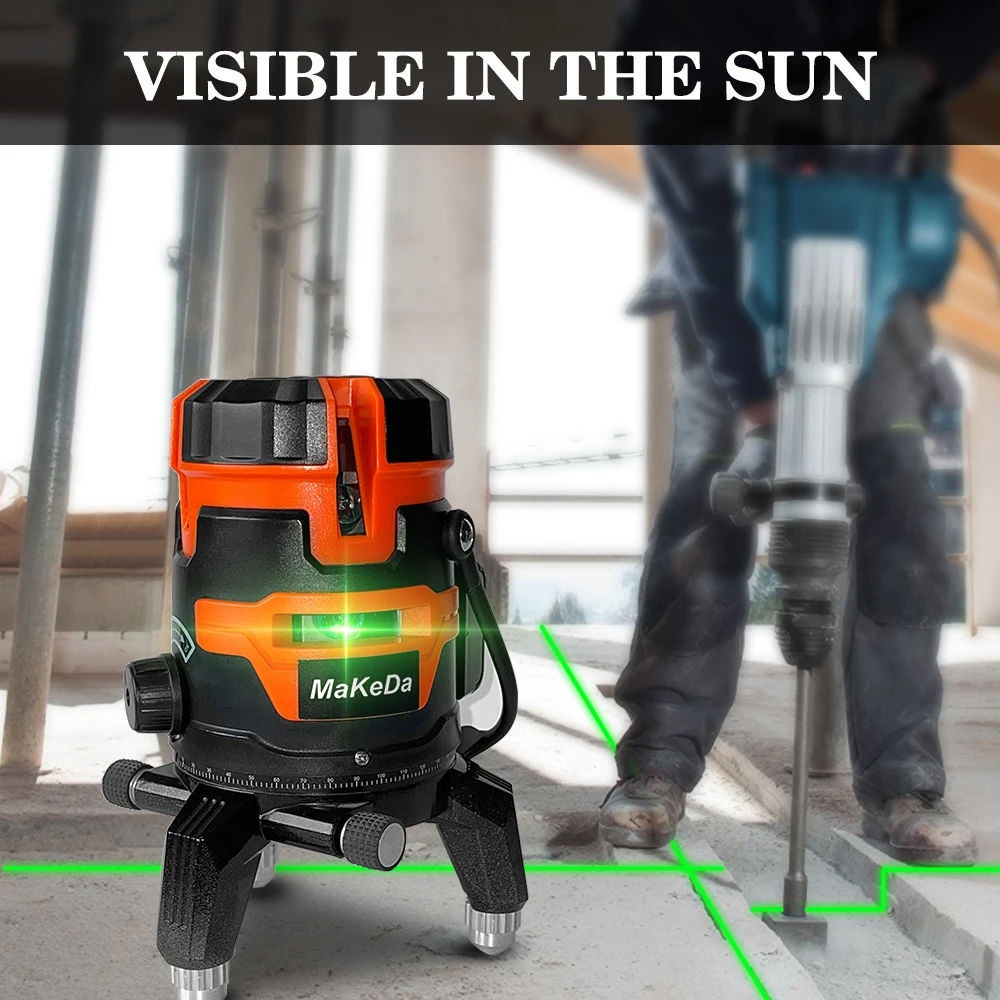 MaKeDa 2/5 Lines Green Laser Level Cross Self-leveling Horizontal&Vertical 360 Degree Rotatable with Scale лазерный уровень