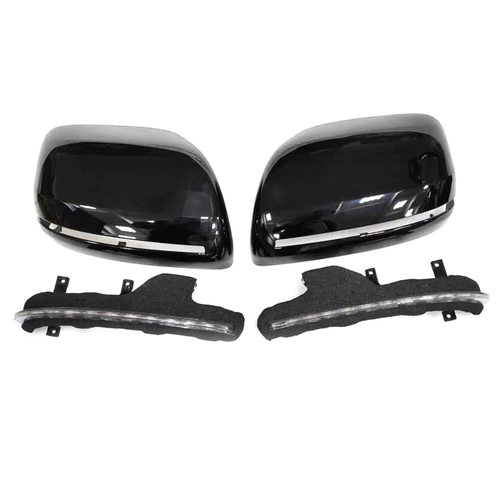 

1Pair Black Flowing LED Side Rear-View Mirror Cover Mirror Assembly for Toyota Land Cruiser LC200 FJ200