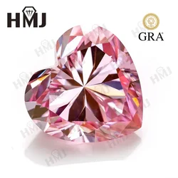 Real Moissanite Stone Light Pink Heart Cut VVS1 Lab Created Diamond GRA Certificate Charms Diy Jewelry Rings Earrings Making
